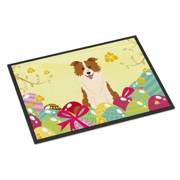 Carolines Treasures Carolines Treasures BB6119JMAT 24 x 36 in. Easter Eggs Border Collie Red White Indoor or Outdoor Mat BB6119JMAT - main